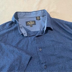 Nat Nast Luxury Originals Shirts Mens XXL Blue Geometric Button Up Silk